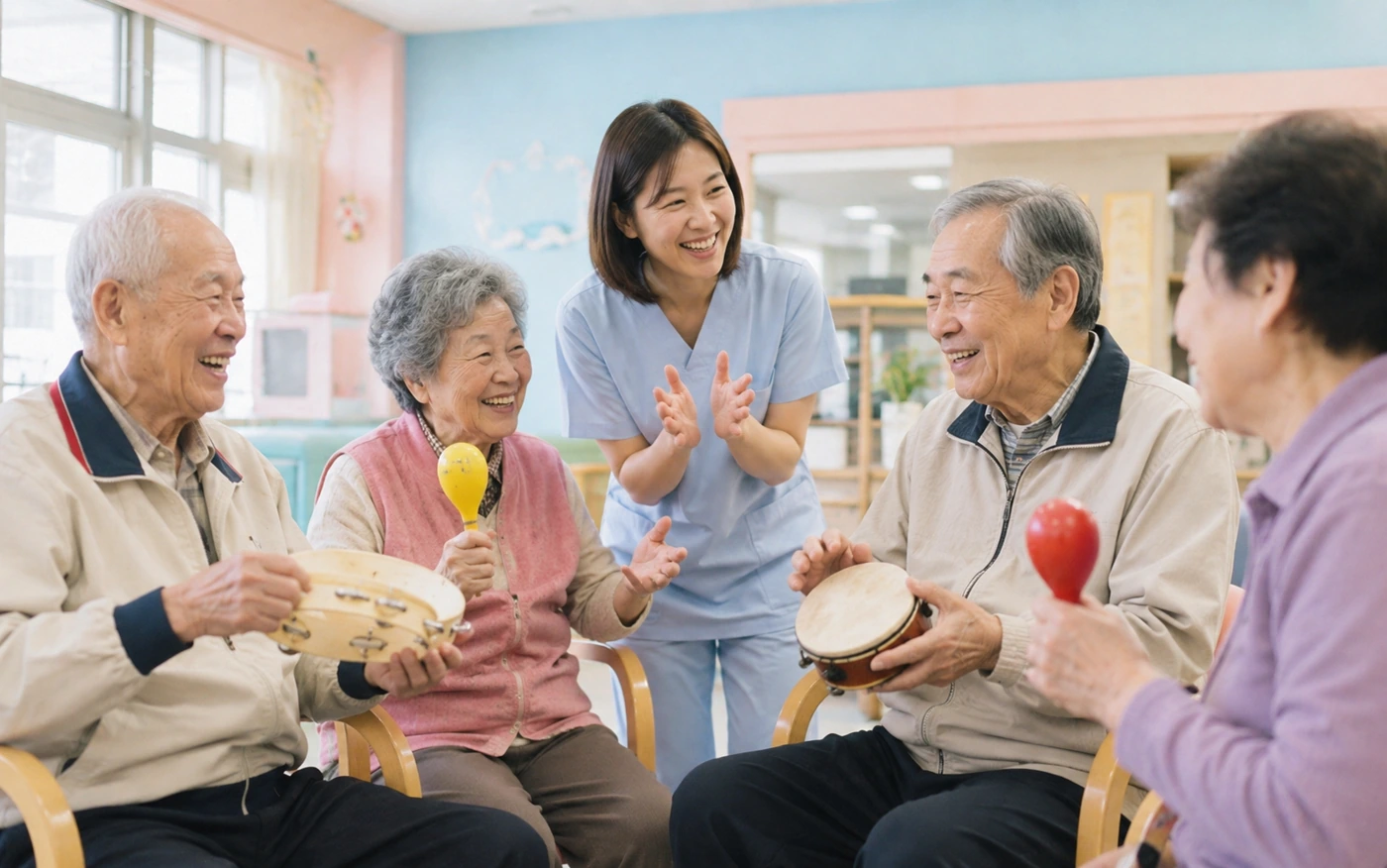 長者參與音樂活動的情境示意
